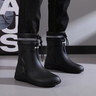 男女 高档雨鞋 男款 收口防雨防水鞋 短中筒防滑冬天加绒雨靴工作胶鞋