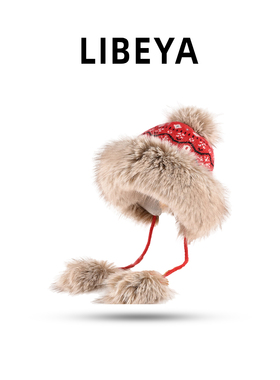 新年贺岁款红色帽子费尔岛风毛线帽女加厚保暖针织遮耳帽毛球帽