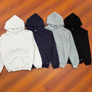 自主Vintage罗素90s抓绒连帽卫衣短宽版 型日常百搭cleanfit风格