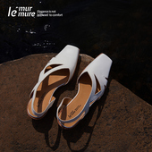 女外穿真皮玛丽珍女鞋 夏季 新款 Murmure 白色马皮粗跟凉鞋