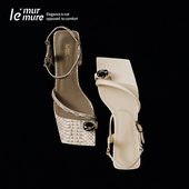 Murmure 通勤时装 夏季 新款 气质蛇皮夹趾凉鞋 女鞋 一字扣带