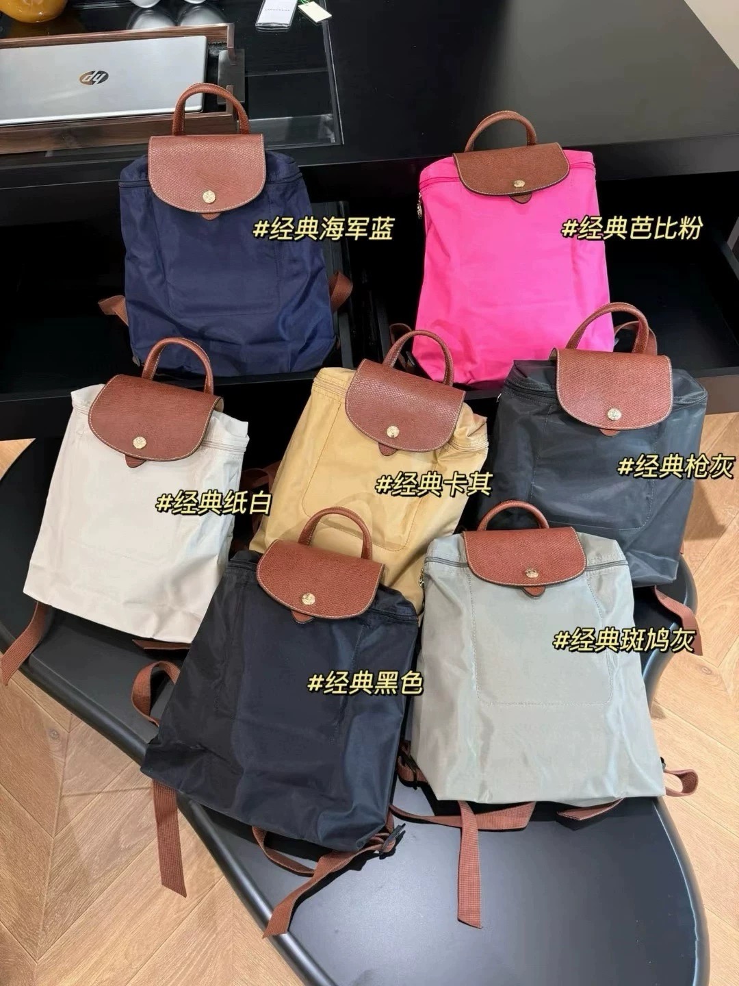 法式经典双肩包小号刺绣新款尼龙轻便可折叠防水背包电脑包MOXUN