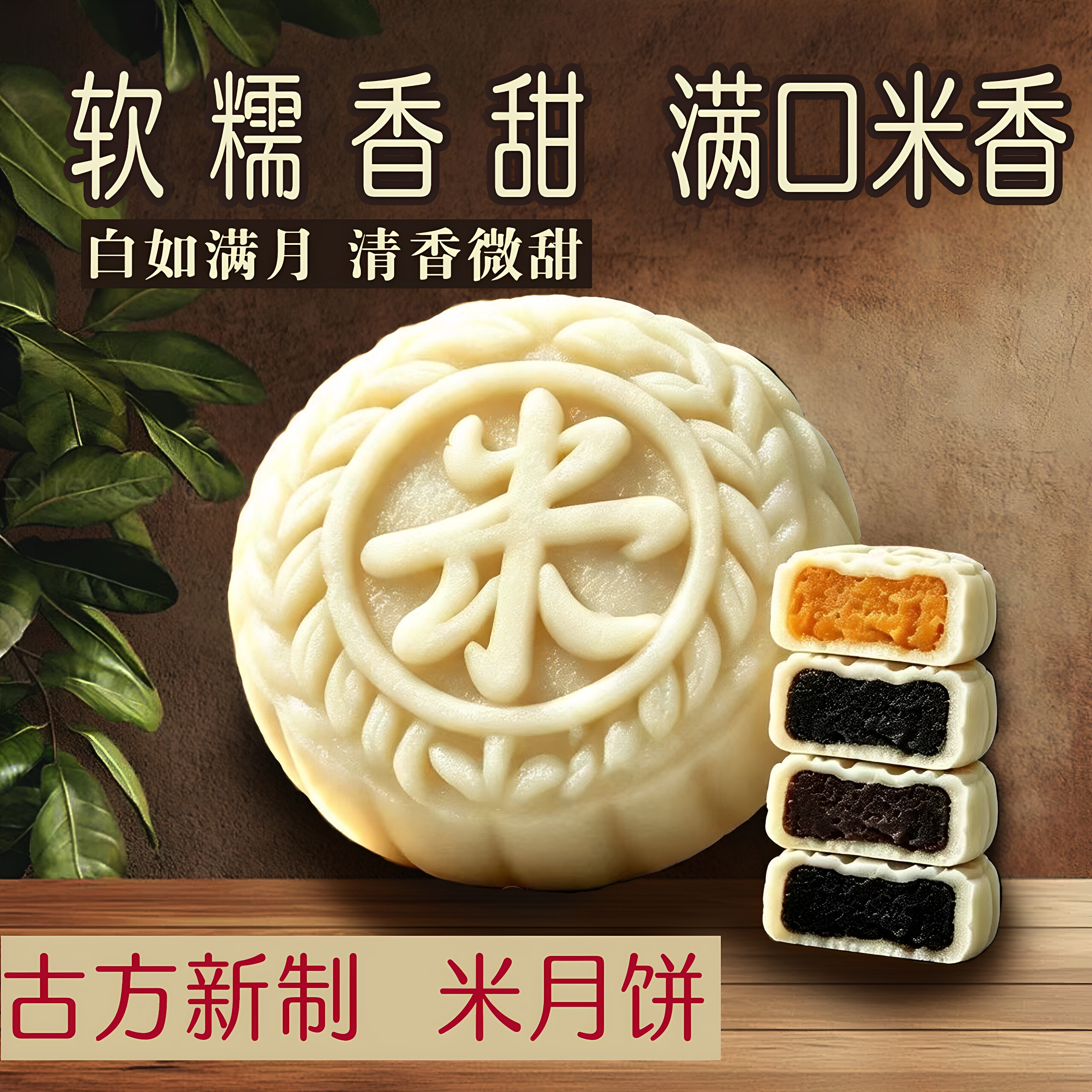 米月饼三口味黑芝麻红枣五仁