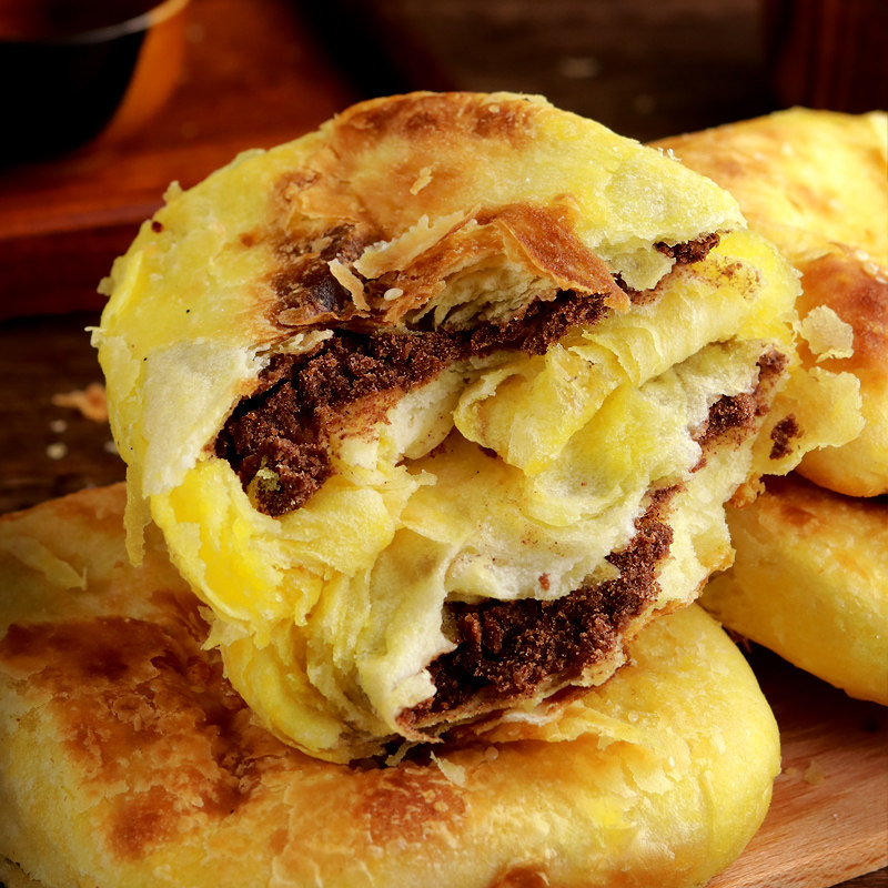 包邮10个东北特产手工烧饼哈尔滨老式油盐饼早餐豆沙饼小吃酥烧饼