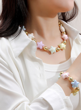 多巴胺彩色星星手链项链甜美可爱