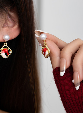 银针珍珠小马款新中式滴油吊坠时