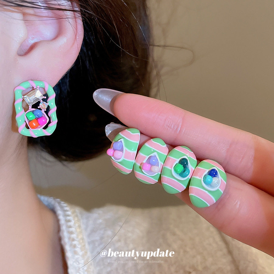 银针镶钻方形拼接耳钉甜美小清新气质耳环轻奢高级感时尚百搭耳饰,饰品/流行首饰/时尚饰品新,耳钉,淘宝优惠券,粉丝福利购,淘宝优惠卷