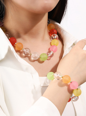 甜酷女孩~彩色多巴胺串珠手链女i