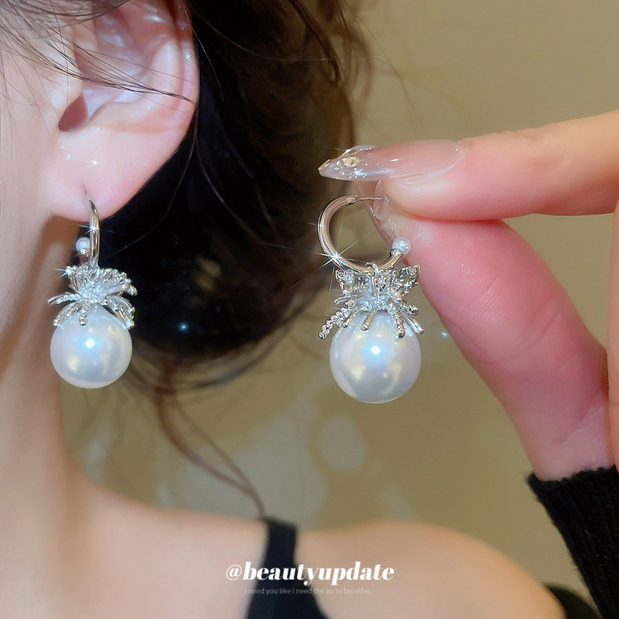 银针锆石C形珍珠耳钉简约时尚复古气质高级感耳环轻奢小众耳饰女,饰品/流行首饰/时尚饰品新,耳钉,淘宝优惠券,粉丝福利购,淘宝优惠卷