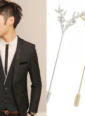 Z104欧美复古胸针 男士小西装插式胸针饰品原创复古鹿头胸饰