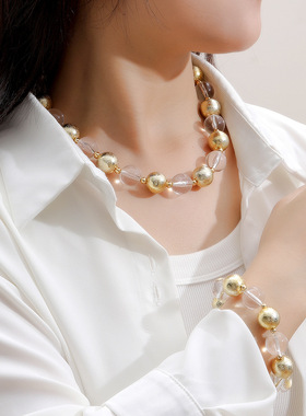 中古西洋回流款双色项链手链小众