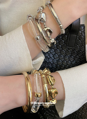 欧美跨境金属不规则几何手镯个性