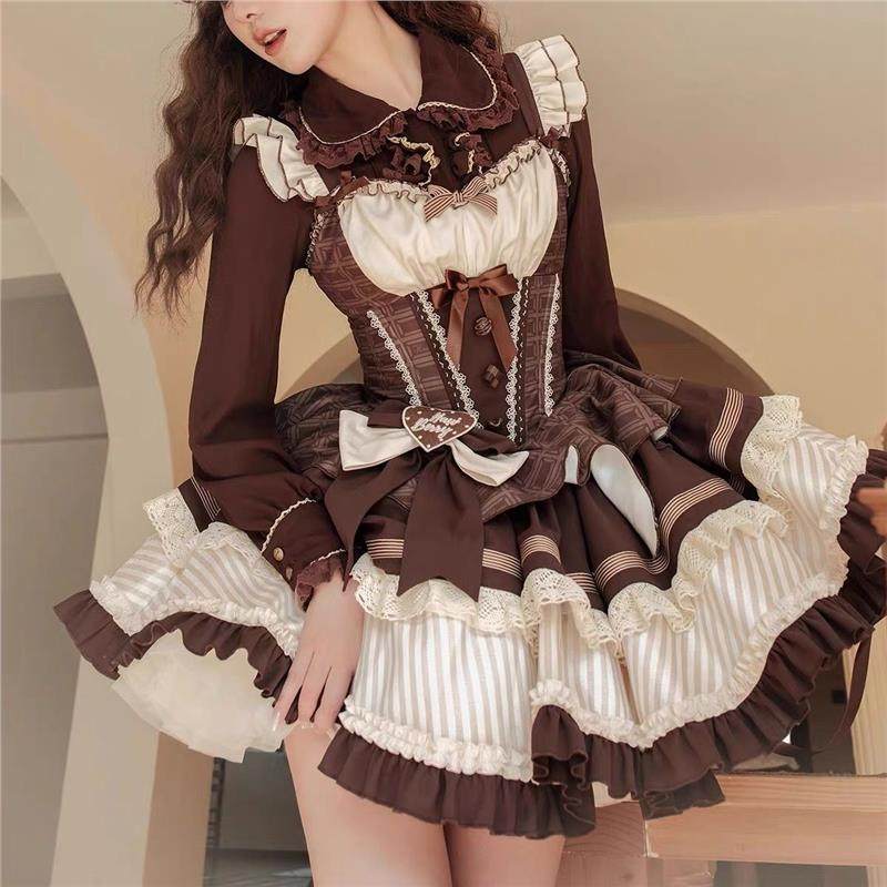 现货山楂浆果薄巧芙芙新年薄荷巧克力Lolita狗短蓬蓬裙可爱风洋装