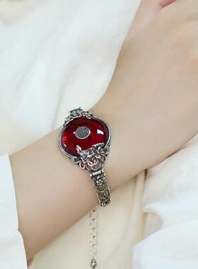 牡丹花平安扣手镯女复古做旧古典