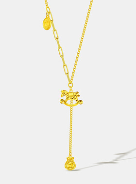 古法金色马上有钱项链CNC精工