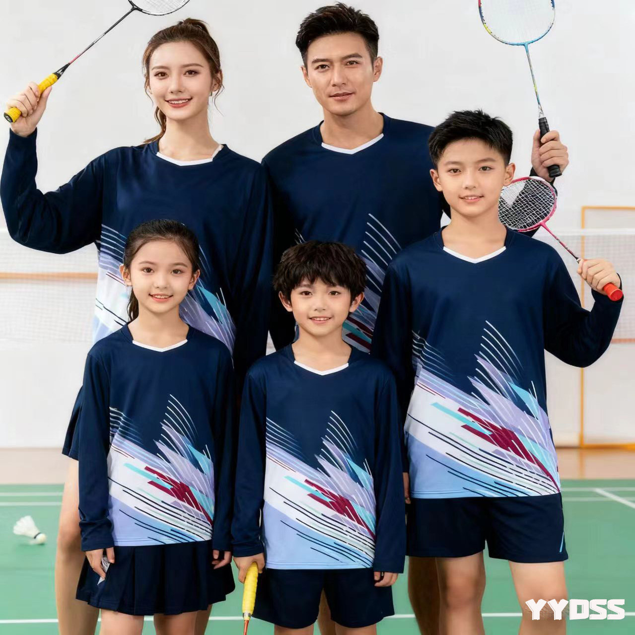 儿童长袖羽毛球服套装亲子家庭装专业中大童短裤运动训练球服秋冬