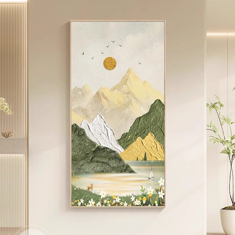入门玄关挂画 画2025新款日照金山好寓意山水画 画轻奢高级感风景