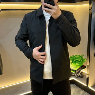 特大码300斤秋冬加棉商务休闲行政夹克男修身翻领棉外套黑色棉衣