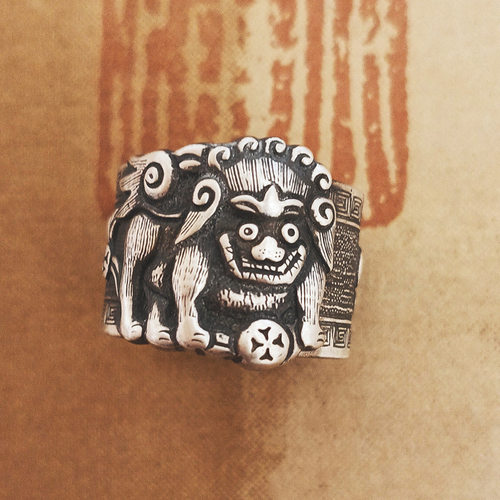 新款【錾刻卷戒】【狮子绣球】戒指开口复古非遗晋工戒指