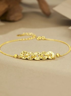 925镀银钱币碎冰冰五帝币手链