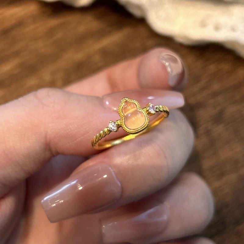 新款古韵古风淡雅感蜜桃粉葫芦戒指甜美设计玲珑小巧指环,饰品/流行首饰/时尚饰品新,戒指/指环,淘宝优惠券,粉丝福利购,淘宝优惠卷