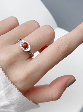 新品中国风南红金钱元宝戒指转运