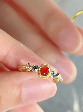 新品复古国风小宫雀戒指新中式古