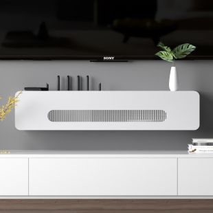 电视机顶盒置物架免打孔wifi路由器收纳盒墙上电线插座遮挡装饰柜