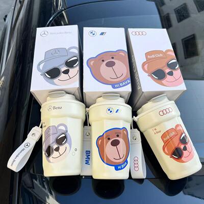 宝马bava熊高颜值BMW咖啡杯礼品保温杯水杯316不锈钢便携简约可爱