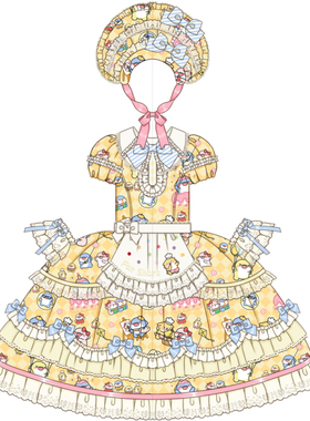 意向金1抵10，鲨鲨不吃鱼与肥肥鲨联名款鲨鲨派对Lolita连衣裙