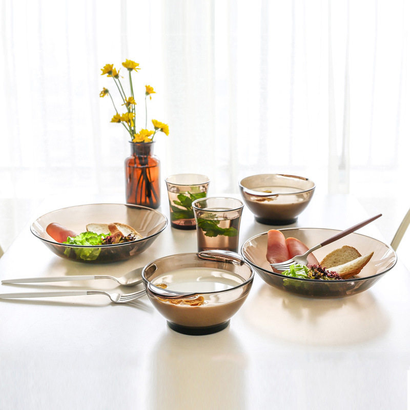 法国多莱斯进口钢化玻璃双人6件套装餐具简约双耳碗酒杯甜品盘,餐饮具,玻璃餐具套装,淘宝优惠券,粉丝福利购,淘宝优惠卷