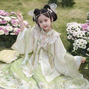 汉服女童2025新款儿童古风古装春款女孩超仙明制中式童装光袖日常