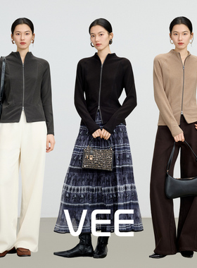 VEE【暖壳外套】 山羊绒修身显瘦外套女2025新款叠穿内搭上衣女