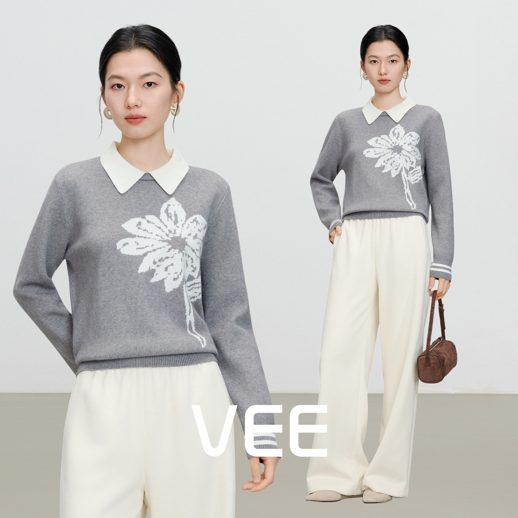 假两件毛衣女羊毛混纺针织衫上衣