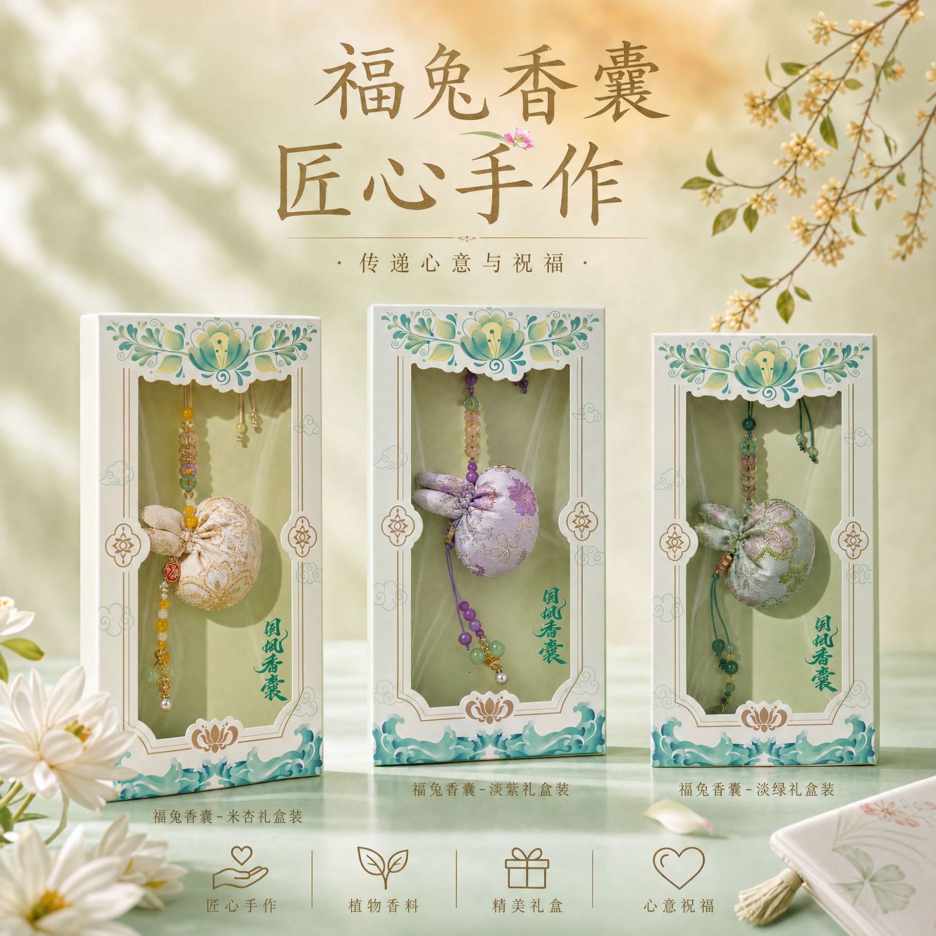 中秋节祈福兔子香囊伴手礼装饰品