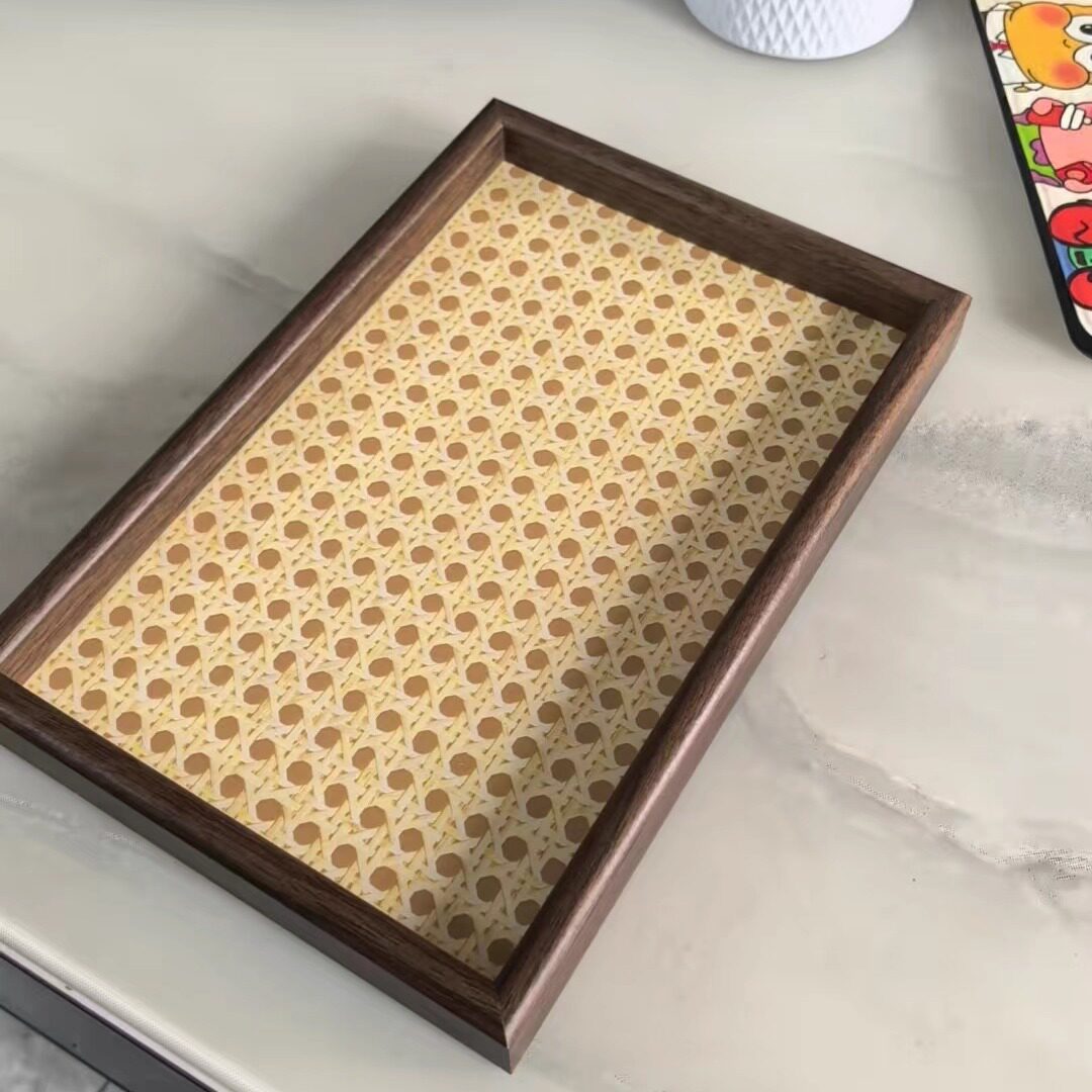 复古仿藤编托盘点心茶点水果篮零食盘家用客厅高颜值面包干果盘子