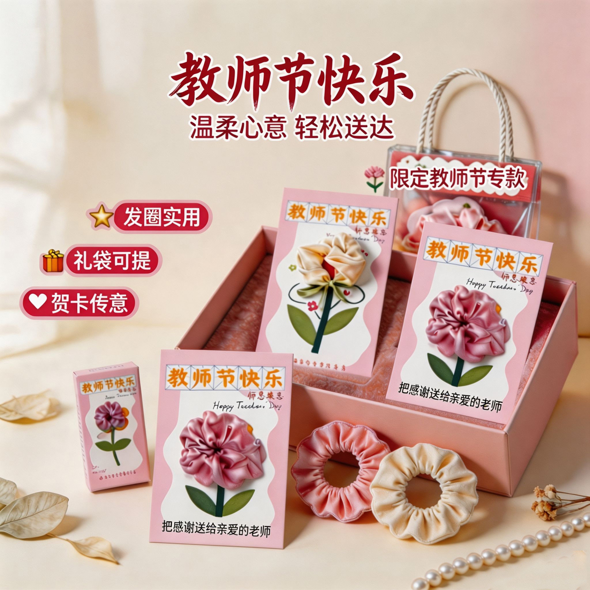 教师节礼物创意花束发圈diy送女老师2026年新款贺卡手工心意卡片