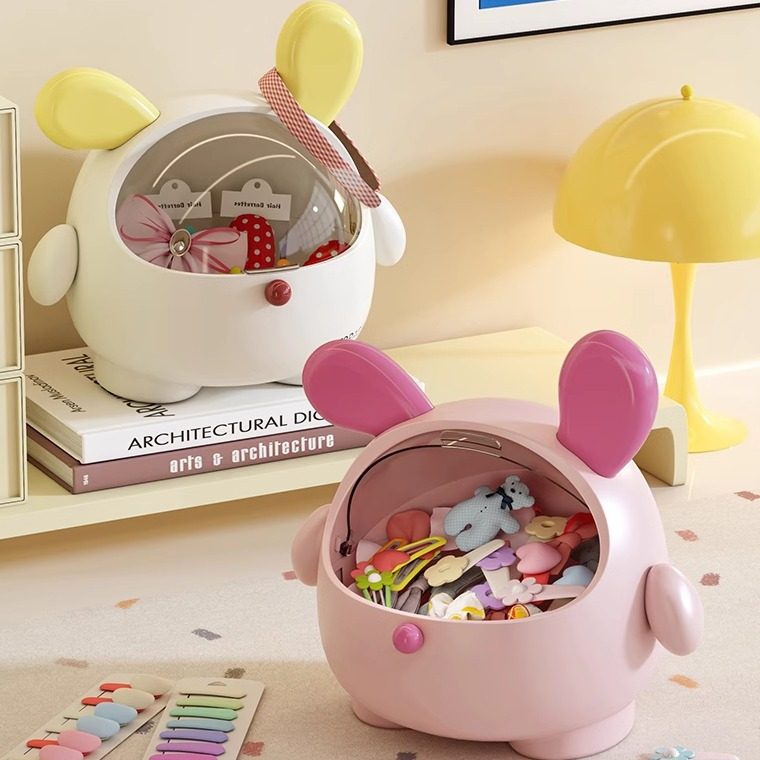 可爱发饰收纳盒多巴胺桌面收纳神器儿童发夹糖果零食筐带盖整理盒,收纳整理,桌面收纳盒,淘宝优惠券,粉丝福利购,淘宝优惠卷