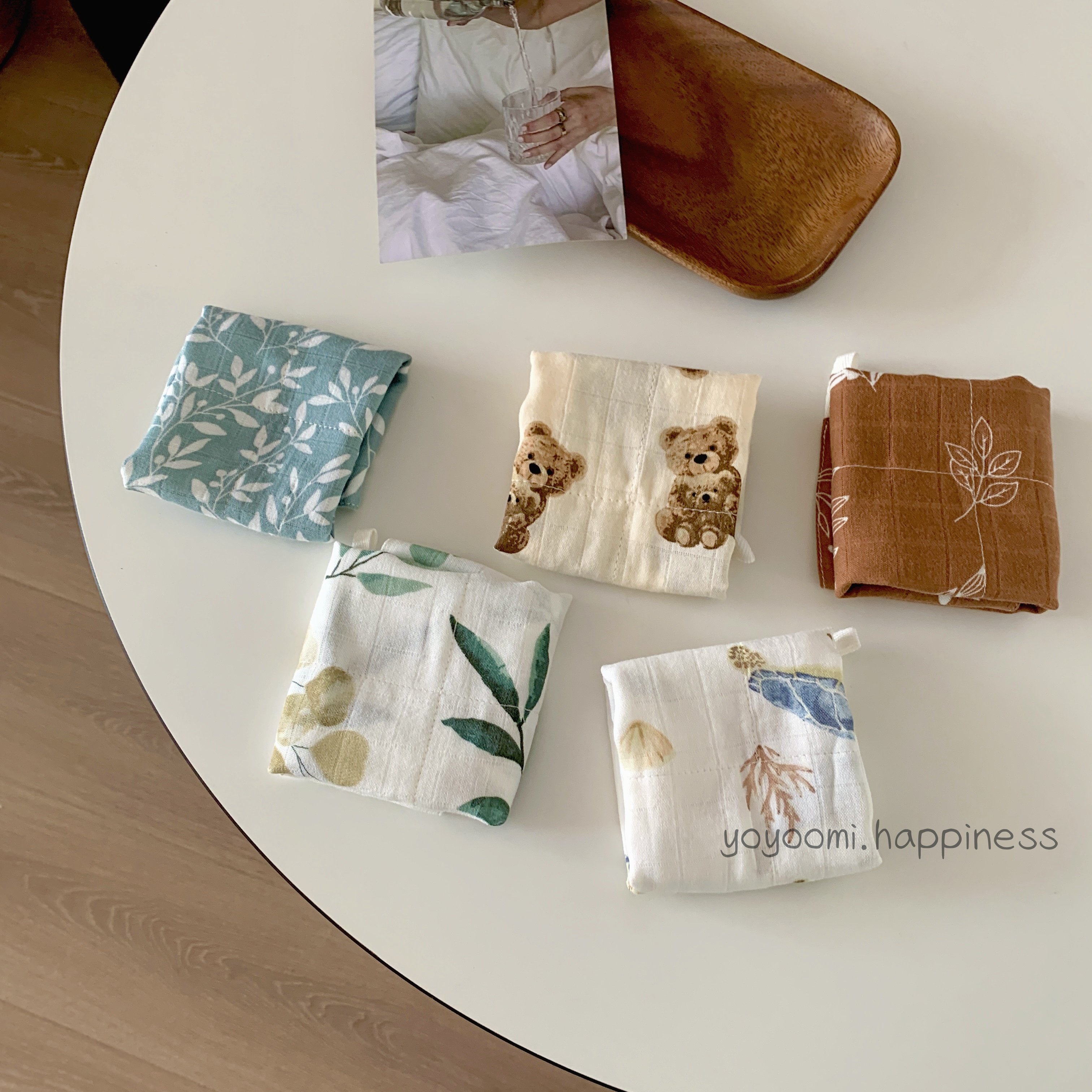 婴儿双层天然竹棉小方巾纱布口水巾纯棉超柔毛巾宝宝洗脸巾手帕