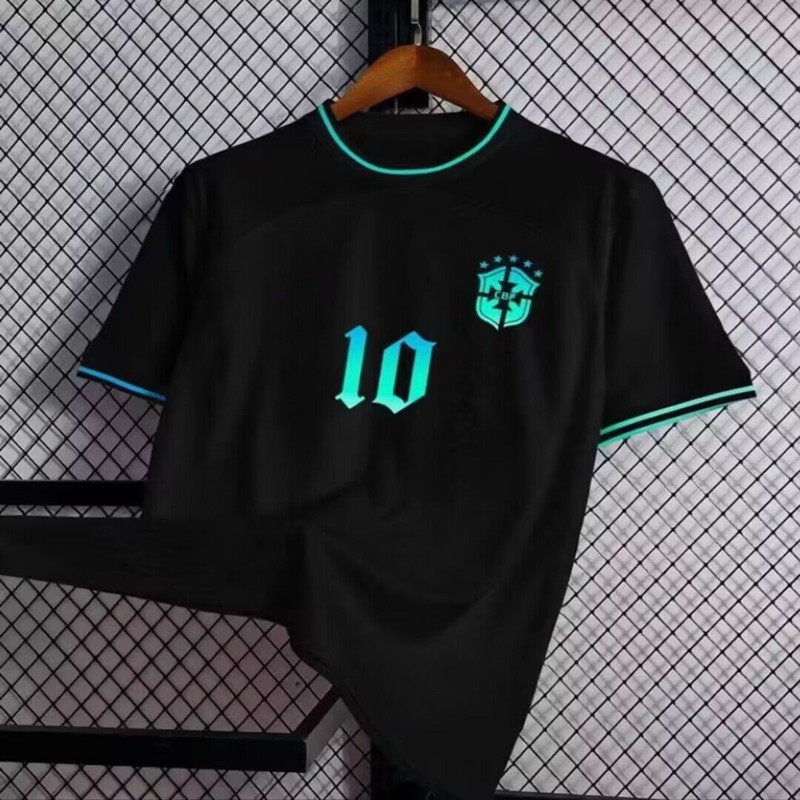 巴西圆领POLO衫光标训练服运动短袖足球服光板定制球队足球服套装