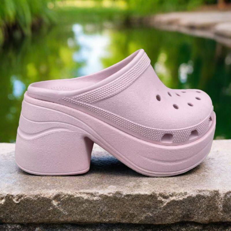 夏季新款人鱼洞洞鞋高跟包头凉拖鞋复古粗跟增高透气舒适女鞋时尚