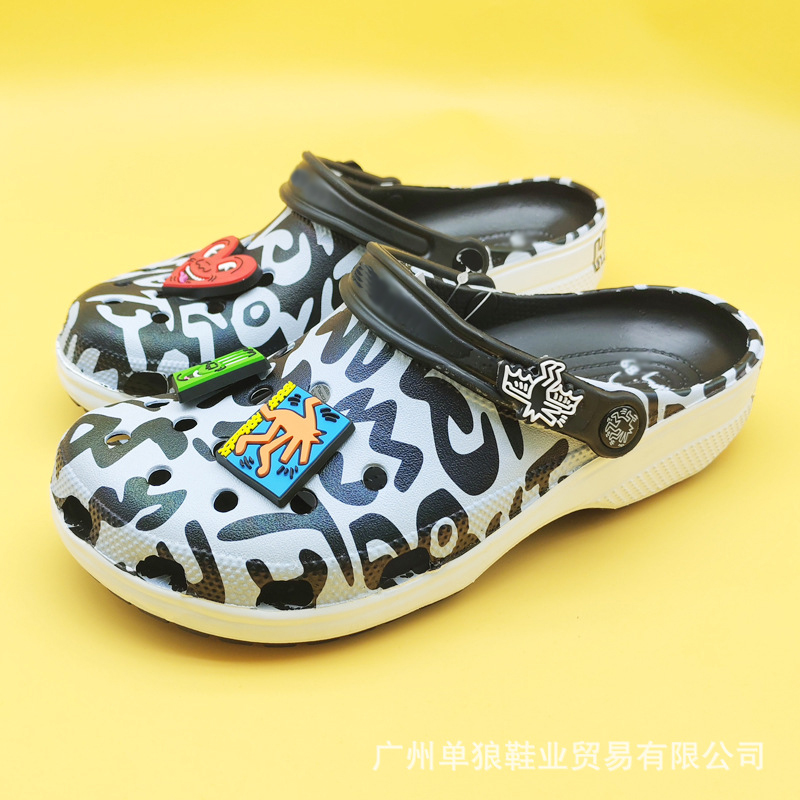 涂鸦巴斯奎特洞洞鞋男平底EVA