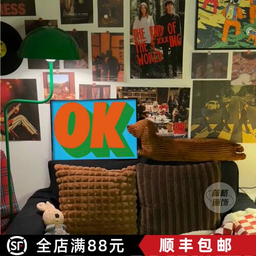 OK现代极简英文装饰画美式字母艺术小众趣味创意感卧室客厅摆挂画