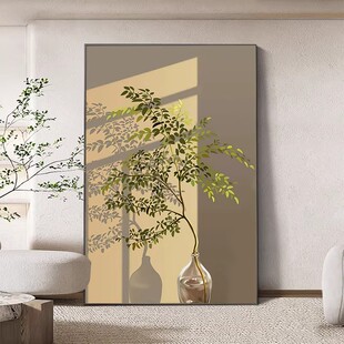 北欧光影植物装饰画小众艺术简约唯美高级感清新卧室客厅餐厅挂画
