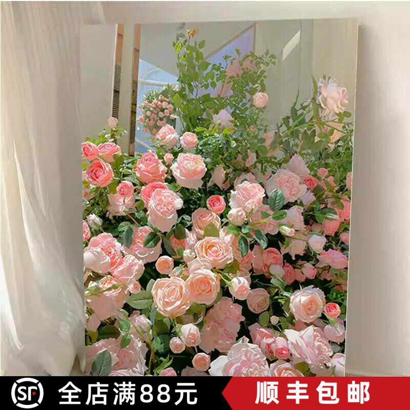清新玫瑰高清装饰画成品仿油画风景唯美花卉小清新卧室客厅摆挂画