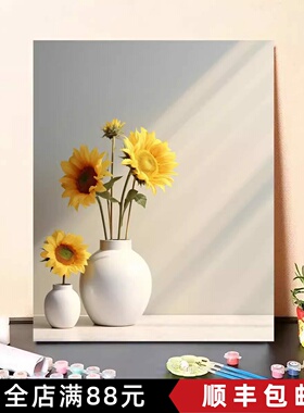 光影花瓶花卉装饰画成品仿油画小众简约高级感唯美卧室客厅摆挂画