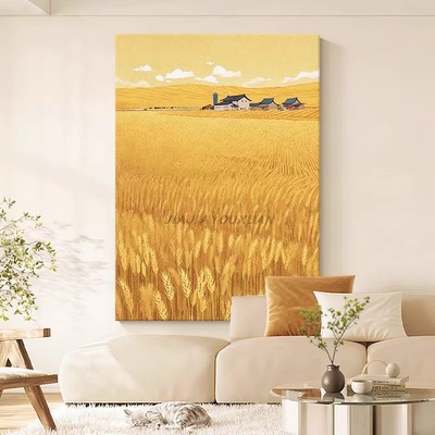 丰收麦田金黄色成品装饰画仿油画风景秋天田园唯美卧室客厅摆挂画
