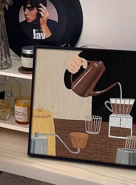 咖啡厅装饰画法式复古方形简约小众艺术创意氛围感卧室客厅摆挂画