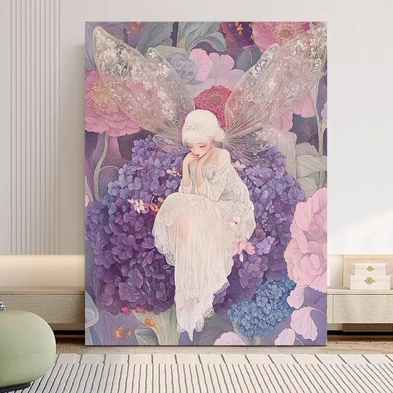花仙子装饰画成品花卉唯美治愈梦幻仿油画童话女孩卧室客厅摆挂画图片