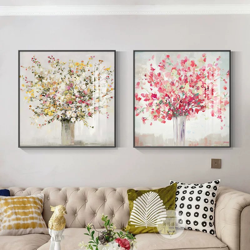 欧式花卉满天星装饰画小众简约仿油画唯美高级感艺术卧室客厅挂画